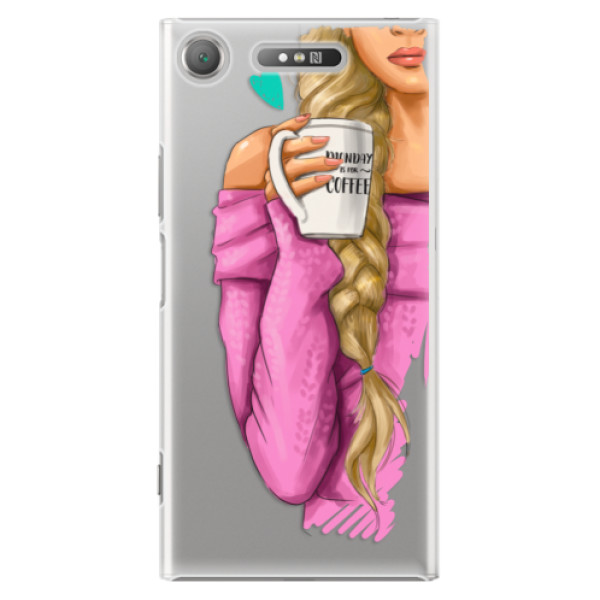 Plastové puzdro iSaprio - My Coffe and Blond Girl - Sony Xperia XZ1