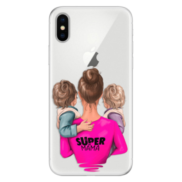 Silikónové puzdro iSaprio - Super Mama - Two Boys - iPhone X
