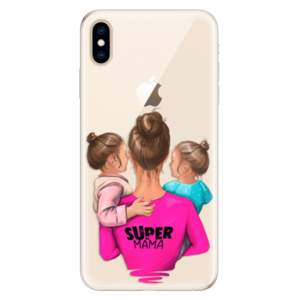 Silikónové puzdro iSaprio - Super Mama - Two Girls - iPhone XS Max