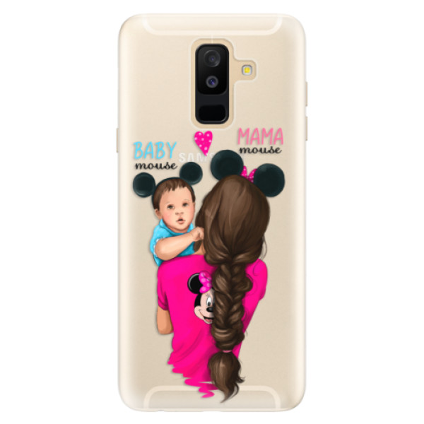 Silikónové puzdro iSaprio - Mama Mouse Brunette and Boy - Samsung Galaxy A6+