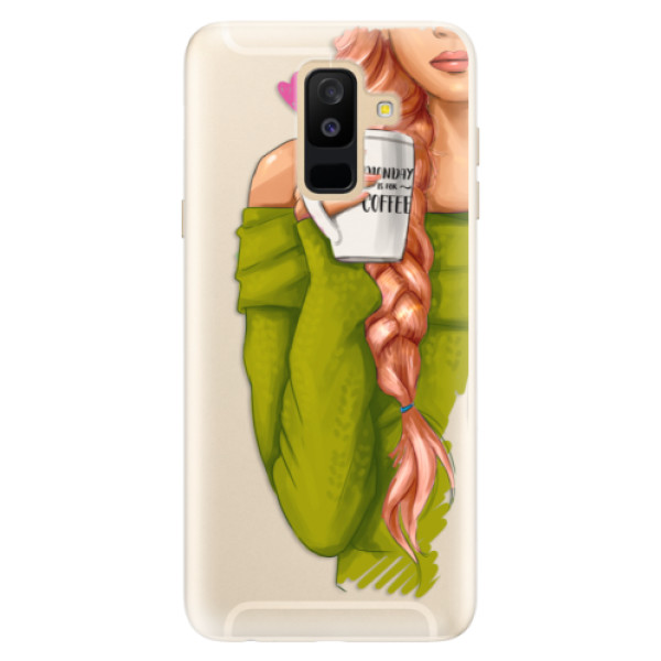 Silikónové puzdro iSaprio - My Coffe and Redhead Girl - Samsung Galaxy A6+