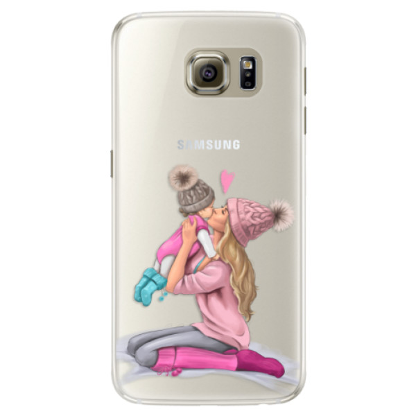 Silikónové puzdro iSaprio - Kissing Mom - Blond and Girl - Samsung Galaxy S6 Edge