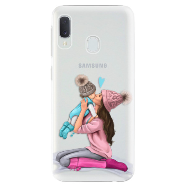 Plastové puzdro iSaprio - Kissing Mom - Brunette and Boy - Samsung Galaxy A20e