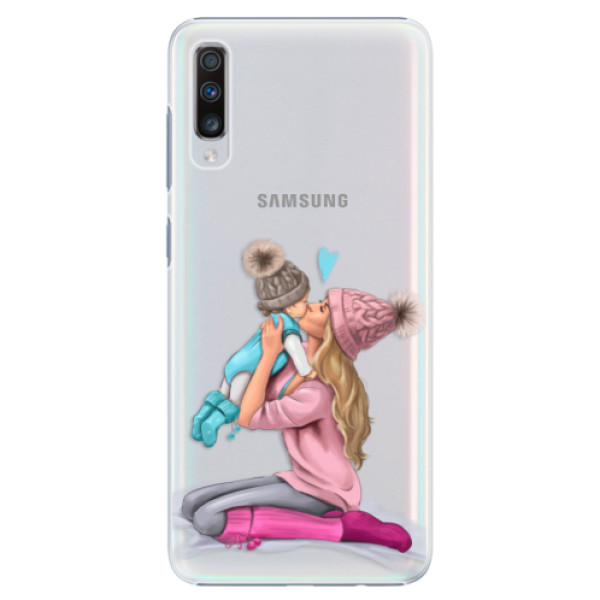 Plastové puzdro iSaprio - Kissing Mom - Blond and Boy - Samsung Galaxy A70