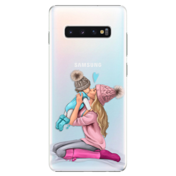 Plastové puzdro iSaprio - Kissing Mom - Blond and Boy - Samsung Galaxy S10+