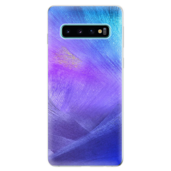 Odolné silikónové puzdro iSaprio - Purple Feathers - Samsung Galaxy S10