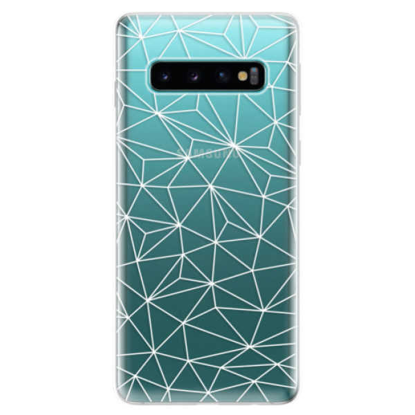 Odolné silikónové puzdro iSaprio - Abstract Triangles 03 - white - Samsung Galaxy S10