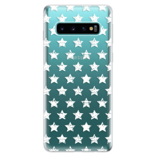 Odolné silikónové puzdro iSaprio - Stars Pattern - white - Samsung Galaxy S10