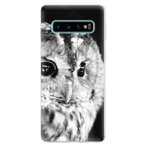 Odolné silikónové puzdro iSaprio - BW Owl - Samsung Galaxy S10