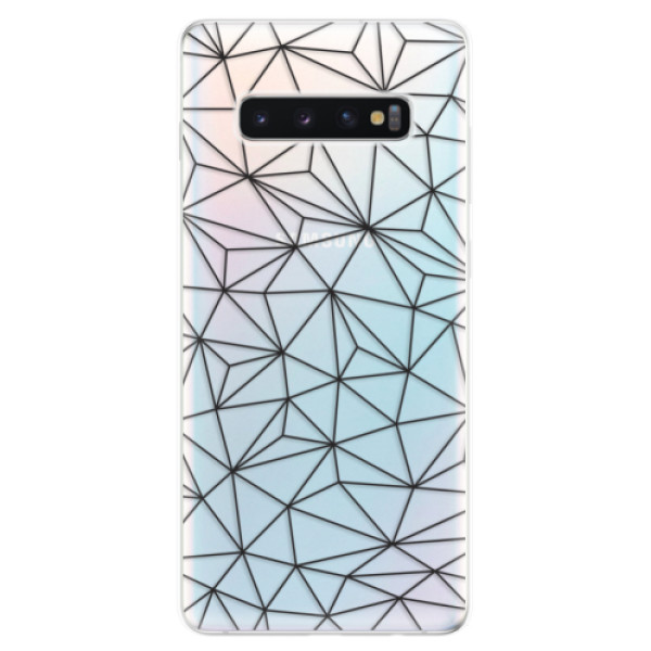 Odolné silikónové puzdro iSaprio - Abstract Triangles 03 - black - Samsung Galaxy S10+
