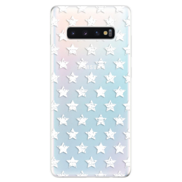 Odolné silikónové puzdro iSaprio - Stars Pattern - white - Samsung Galaxy S10+