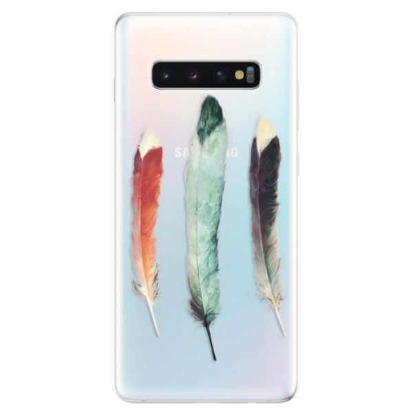 Odolné silikónové puzdro iSaprio - Three Feathers - Samsung Galaxy S10+