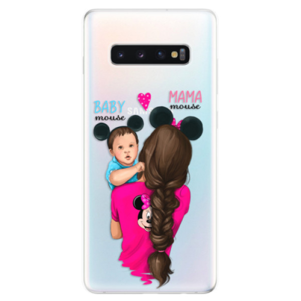 Odolné silikónové puzdro iSaprio - Mama Mouse Brunette and Boy - Samsung Galaxy S10+