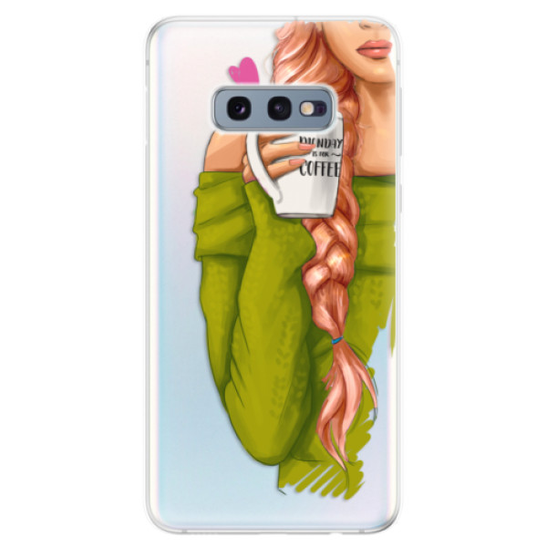 Odolné silikónové puzdro iSaprio - My Coffe and Redhead Girl - Samsung Galaxy S10e