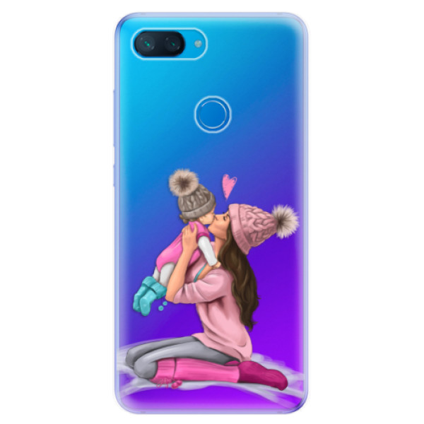 Odolné silikónové puzdro iSaprio - Kissing Mom - Brunette and Girl - Xiaomi Mi 8 Lite