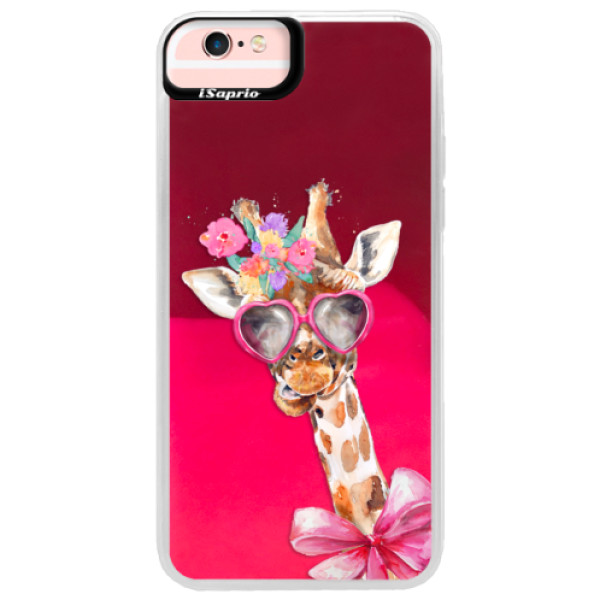Neónové púzdro Pink iSaprio - Lady Giraffe - iPhone 6 Plus/6S Plus