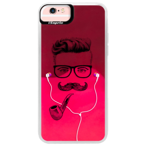 Neónové púzdro Pink iSaprio - Man With Headphones 01 - iPhone 6 Plus/6S Plus