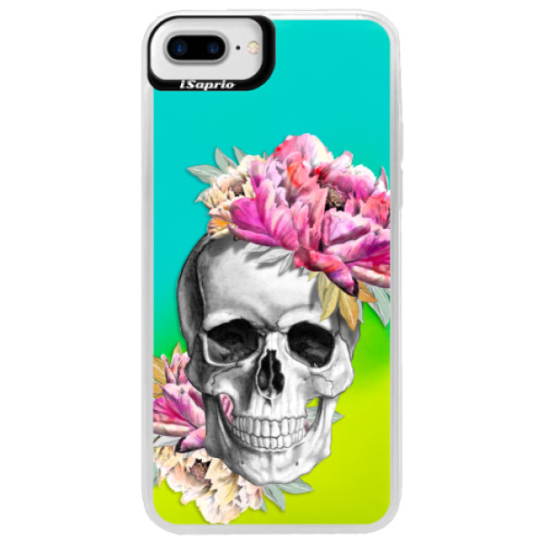 Neónové puzdro Blue iSaprio - Pretty Skull - iPhone 7 Plus