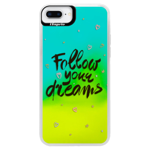 Neónové puzdro Blue iSaprio - Follow Your Dreams - black - iPhone 8 Plus