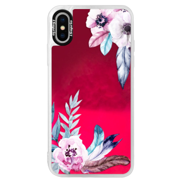 Neónové púzdro Pink iSaprio - Flower Pattern 04 - iPhone X
