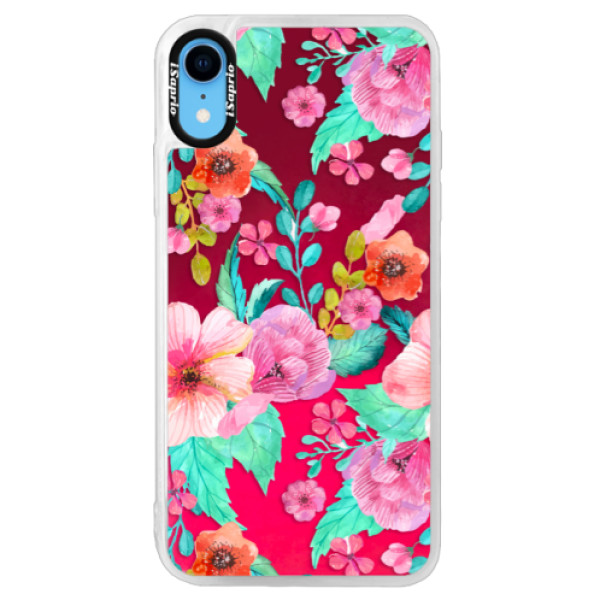 Neónové púzdro Pink iSaprio - Flower Pattern 01 - iPhone XR