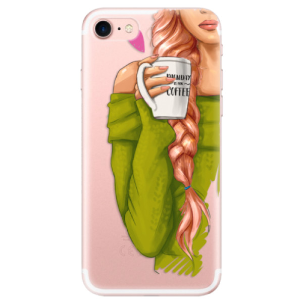 Odolné silikónové puzdro iSaprio - My Coffe and Redhead Girl - iPhone 7