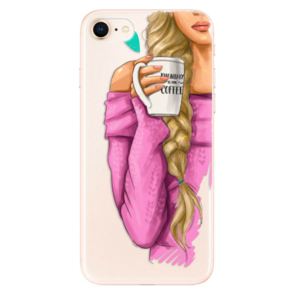 Odolné silikónové puzdro iSaprio - My Coffe and Blond Girl - iPhone 8
