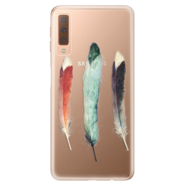 Odolné silikónové puzdro iSaprio - Three Feathers - Samsung Galaxy A7 (2018)