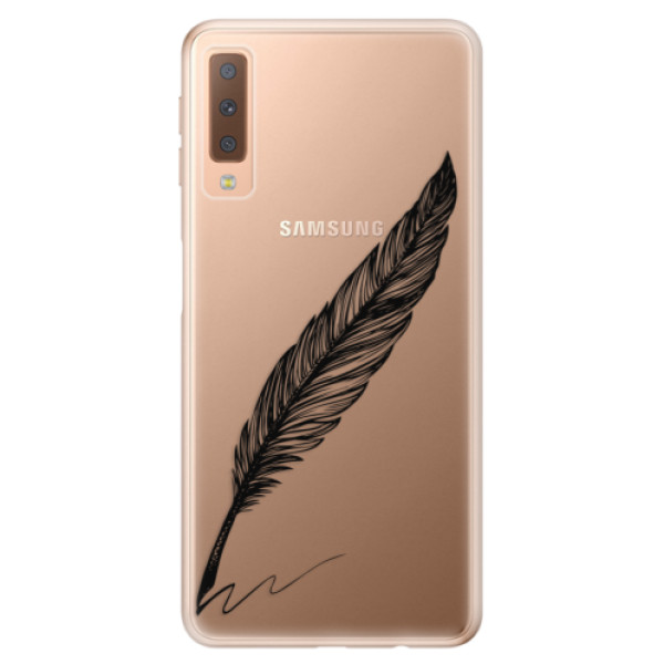 Odolné silikónové puzdro iSaprio - Writing By Feather - black - Samsung Galaxy A7 (2018)