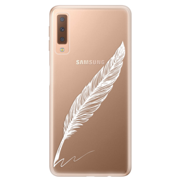Odolné silikónové puzdro iSaprio - Writing By Feather - white - Samsung Galaxy A7 (2018)