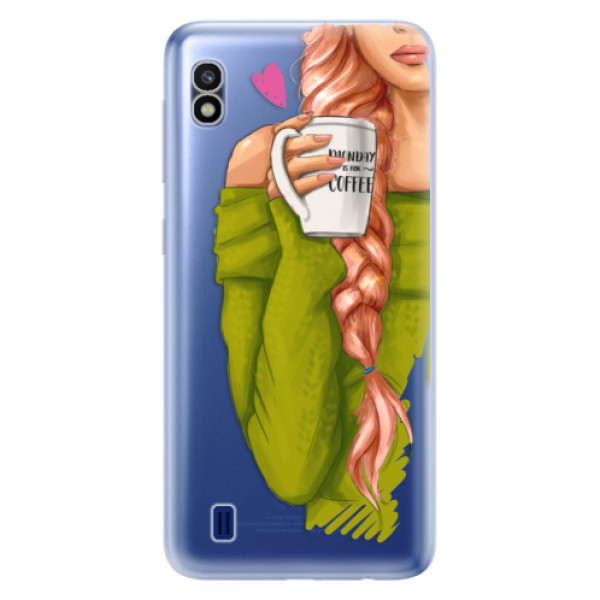 Odolné silikónové puzdro iSaprio - My Coffe and Redhead Girl - Samsung Galaxy A10