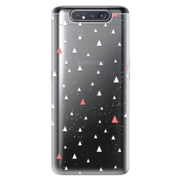 Odolné silikónové puzdro iSaprio - Abstract Triangles 02 - white - Samsung Galaxy A80