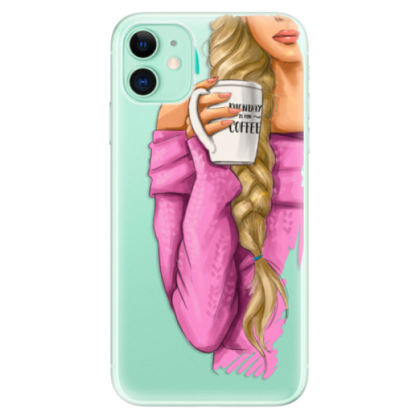 Odolné silikónové puzdro iSaprio - My Coffe and Blond Girl - iPhone 11
