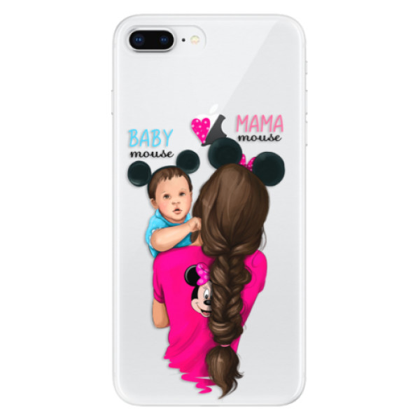 Odolné silikónové puzdro iSaprio - Mama Mouse Brunette and Boy - iPhone 8 Plus