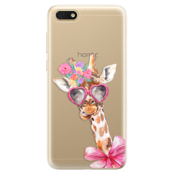 Odolné silikónové puzdro iSaprio - Lady Giraffe - Huawei Honor 7S