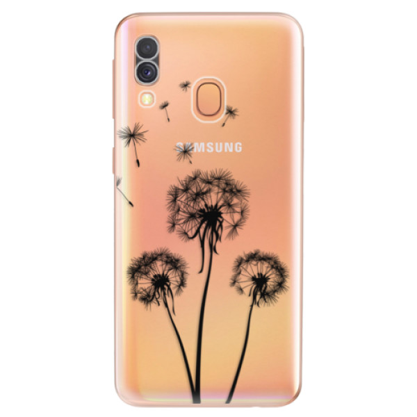 Odolné silikónové puzdro iSaprio - Three Dandelions - black - Samsung Galaxy A40