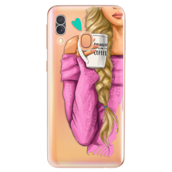 Odolné silikónové puzdro iSaprio - My Coffe and Blond Girl - Samsung Galaxy A40