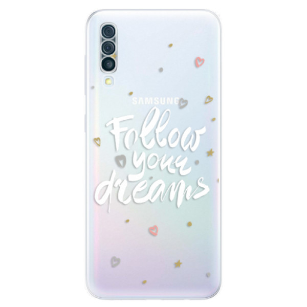 Odolné silikónové puzdro iSaprio - Follow Your Dreams - white - Samsung Galaxy A50