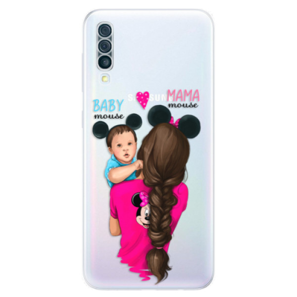 Odolné silikónové puzdro iSaprio - Mama Mouse Brunette and Boy - Samsung Galaxy A50