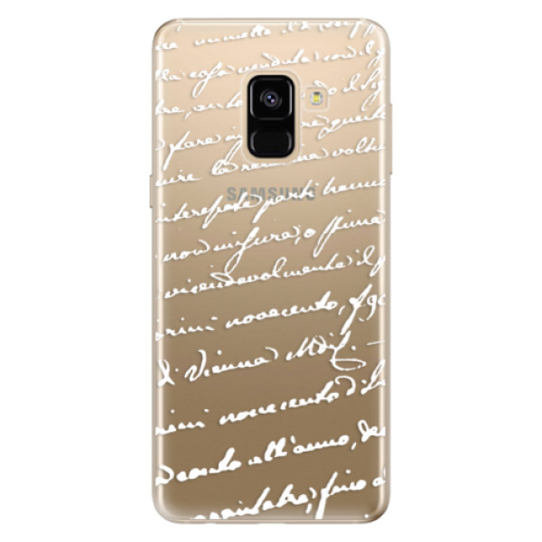 Odolné silikónové puzdro iSaprio - Handwriting 01 - white - Samsung Galaxy A8 2018