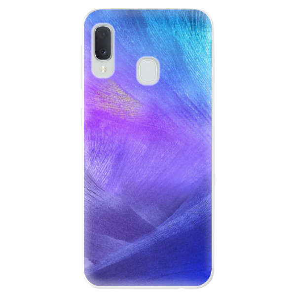 Odolné silikónové puzdro iSaprio - Purple Feathers - Samsung Galaxy A20e