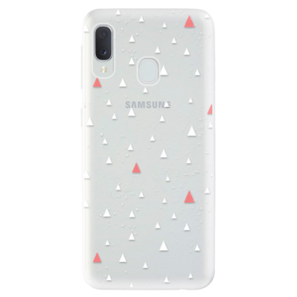 Odolné silikónové puzdro iSaprio - Abstract Triangles 02 - white - Samsung Galaxy A20e
