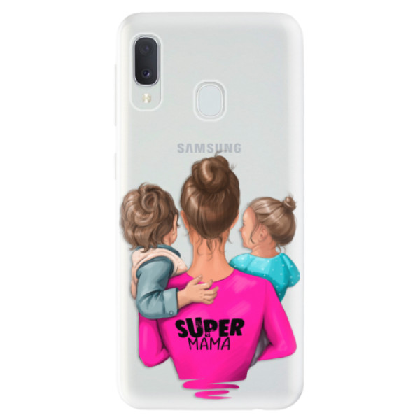 Odolné silikónové puzdro iSaprio - Super Mama - Boy and Girl - Samsung Galaxy A20e