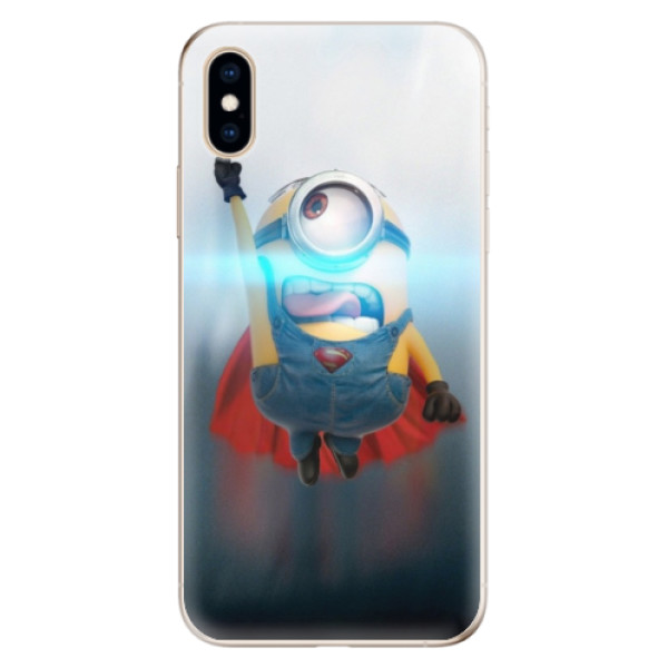 Odolné silikónové puzdro iSaprio - Mimons Superman 02 - iPhone XS