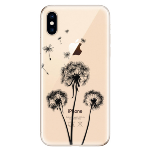 Odolné silikónové puzdro iSaprio - Three Dandelions - black - iPhone XS