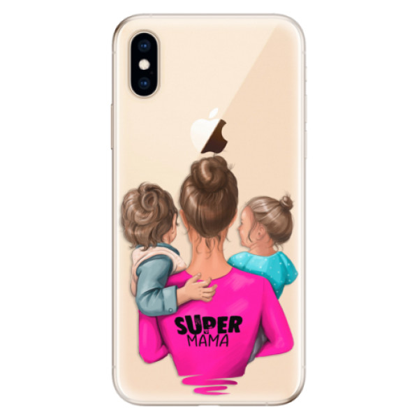 Odolné silikónové puzdro iSaprio - Super Mama - Boy and Girl - iPhone XS