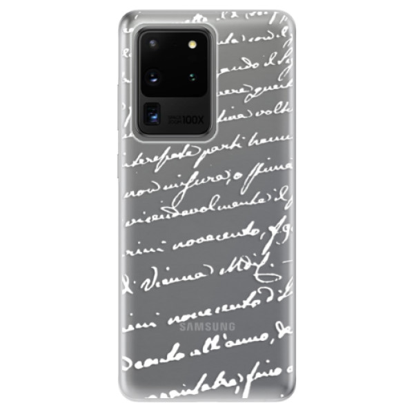Odolné silikónové puzdro iSaprio - Handwriting 01 - white - Samsung Galaxy S20 Ultra