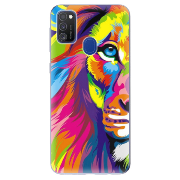 Odolné silikónové puzdro iSaprio - Rainbow Lion - Samsung Galaxy M21