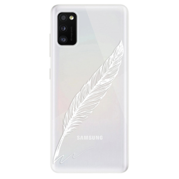 Odolné silikónové puzdro iSaprio - Writing By Feather - white - Samsung Galaxy A41