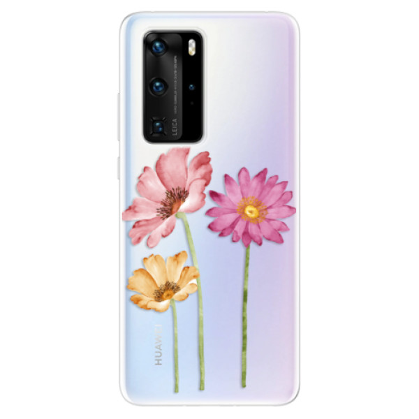 Odolné silikónové puzdro iSaprio - Three Flowers - Huawei P40 Pro